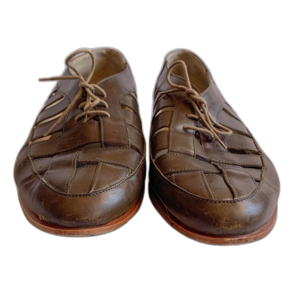 Vintage 70s/80s Olive Green Lattice Oxfords - Picture 2 of 6